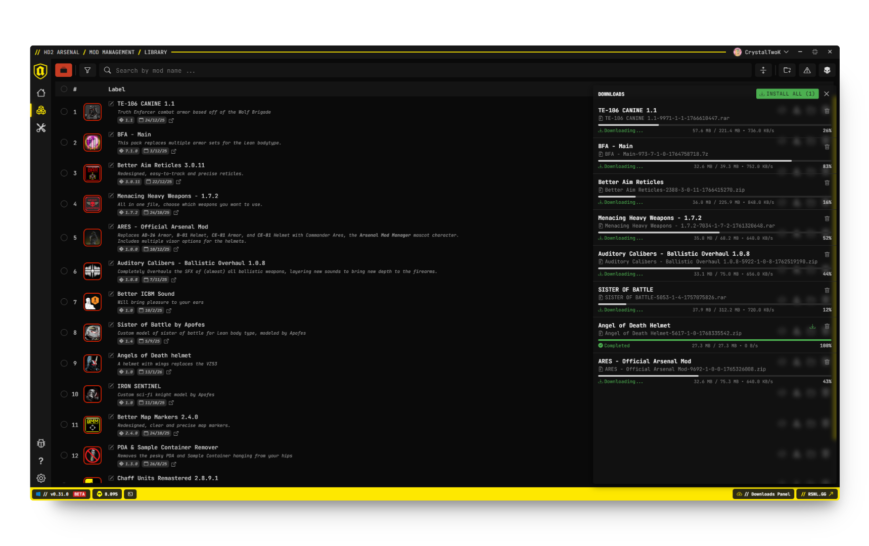 Arsenal Download Panel