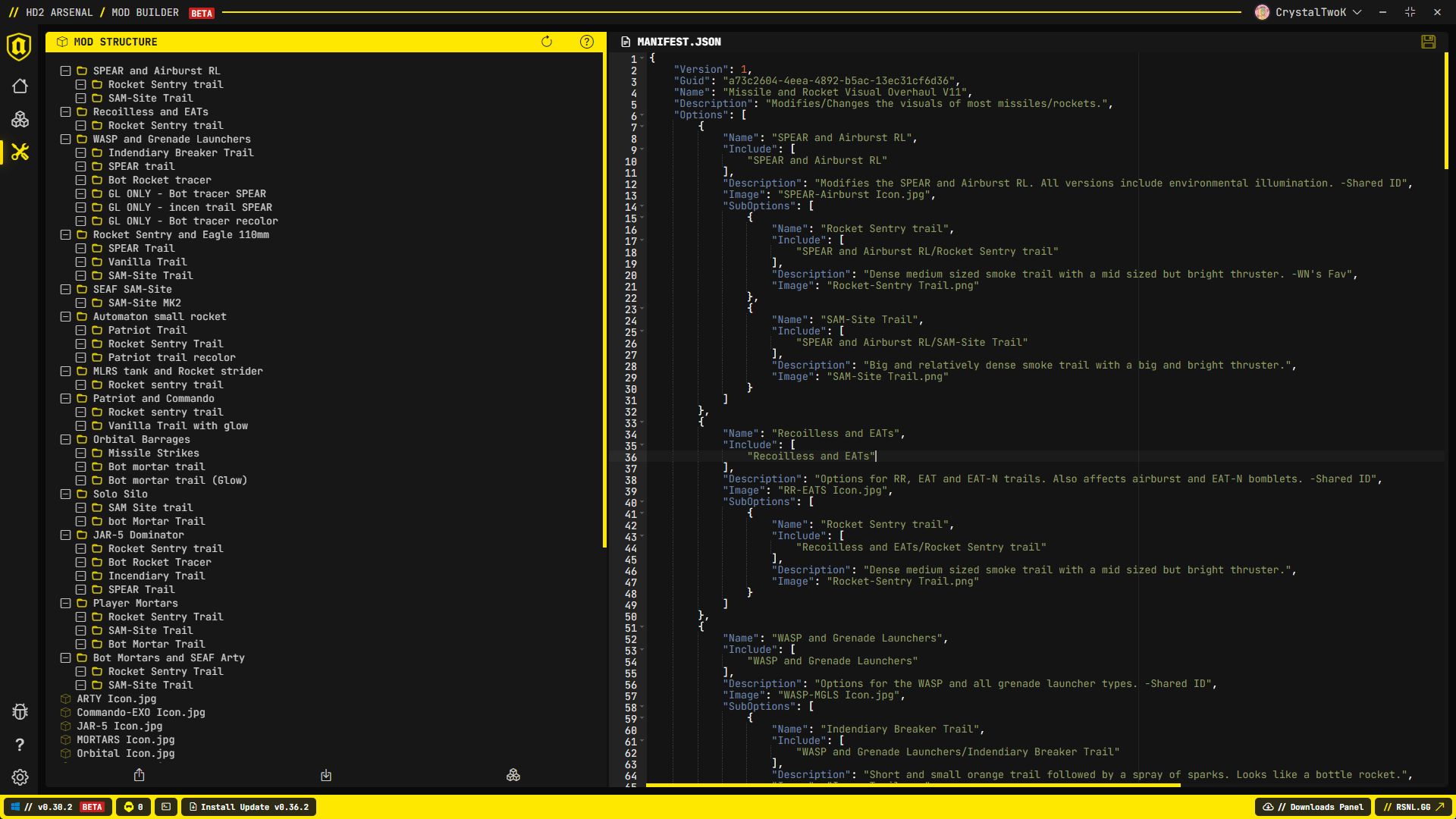 Arsenal Mod Builder Interface