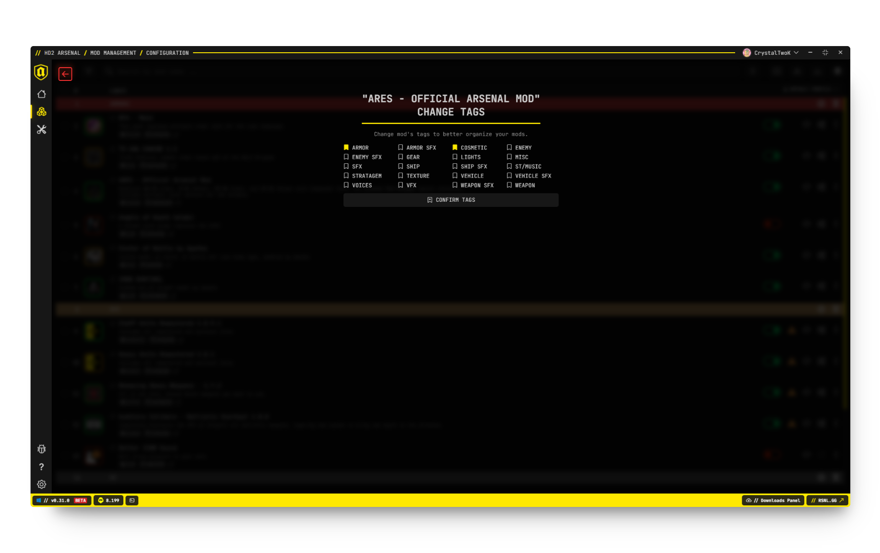 Arsenal Tags Organization